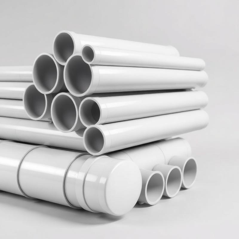 Stack of white PVC pressure pipes
